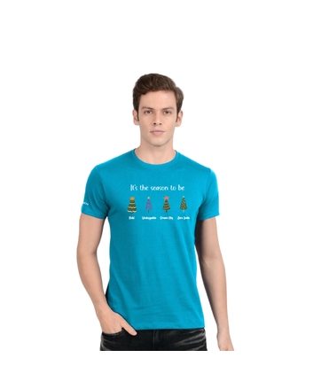 Christmas Round Neck T-shirt - Petrol Blue